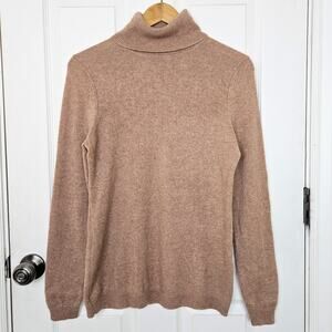 Charter Club 100% Cashmere Turtleneck Sweater Medium Camel Tan Quiet Luxury